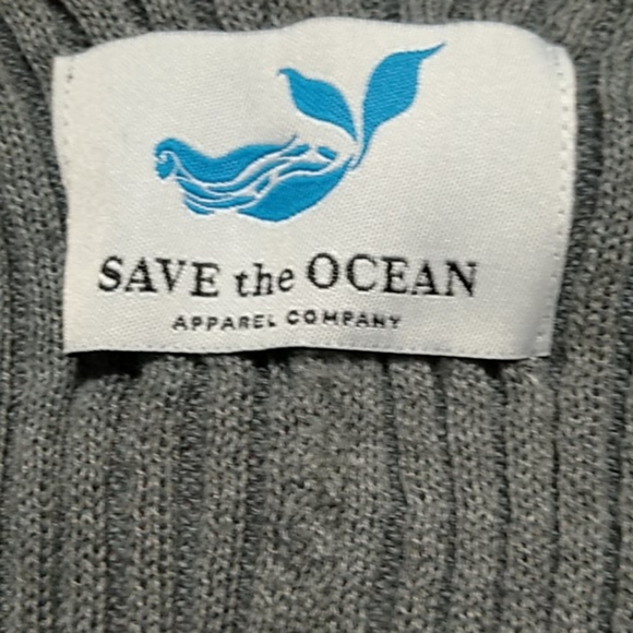 NEW "Save the Ocean" Lady's Gray Sweater Shrug Jacket Boutique PLUS 2X - Picture 3 of 6